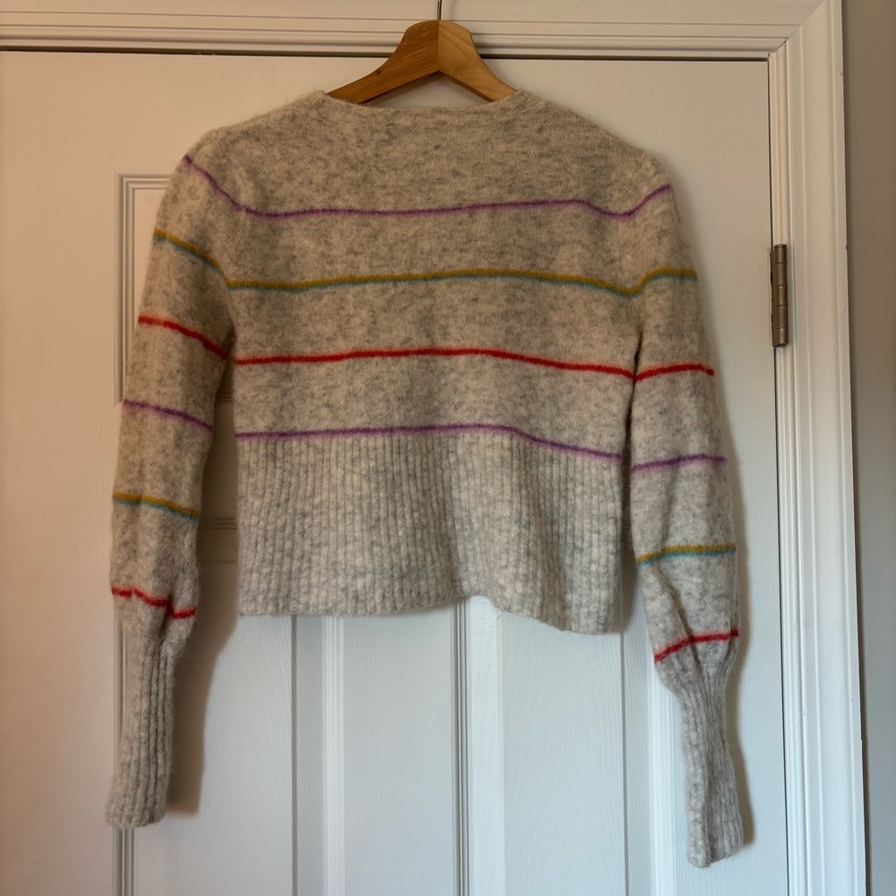 Anthropologie Charli Alpaca Wool Angie Grey Striped Sweater Cozy Boho Soft XS - Picture 8 of 9